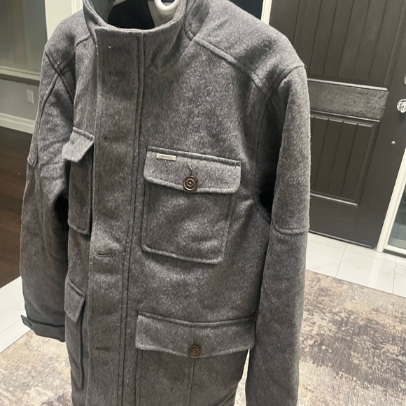WOODS LONDON 🇬🇧GREY PEA Coat size extra large very sharp jacket🇬🇧 fall mod - Picture 15 of 17